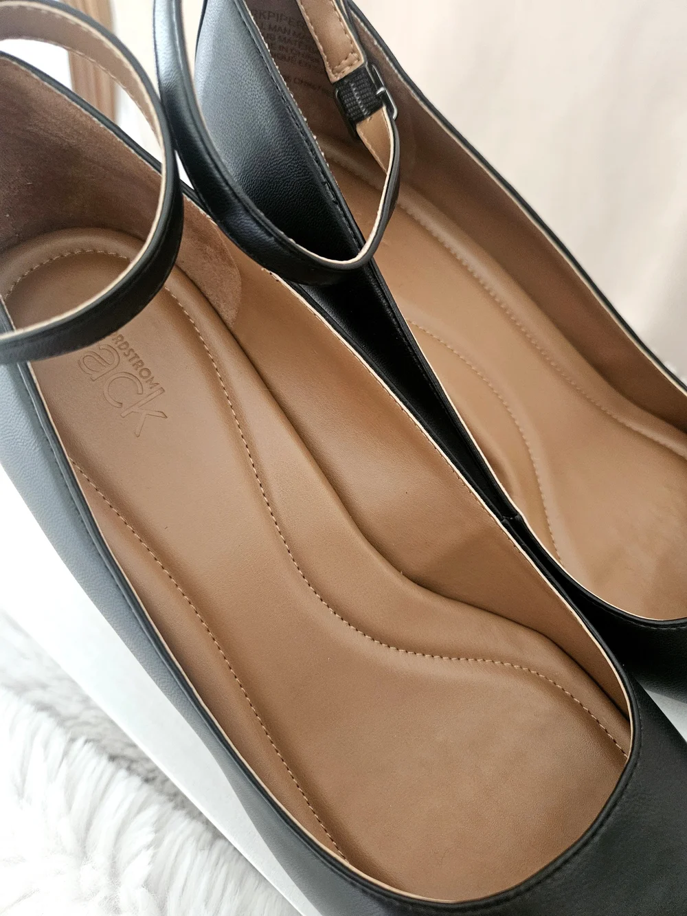 Nordstrom 'Piper' - Black Pointed Wedge Pumps with Ankle Strap